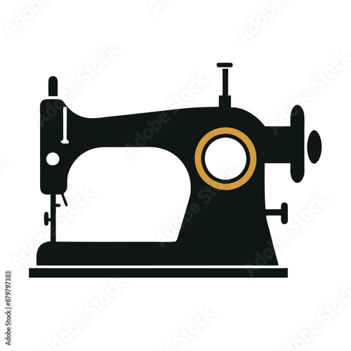 vintage manual sewing machine vector illustration, isolated on a white background. 