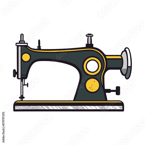 vintage manual sewing machine vector illustration, isolated on a white background. 