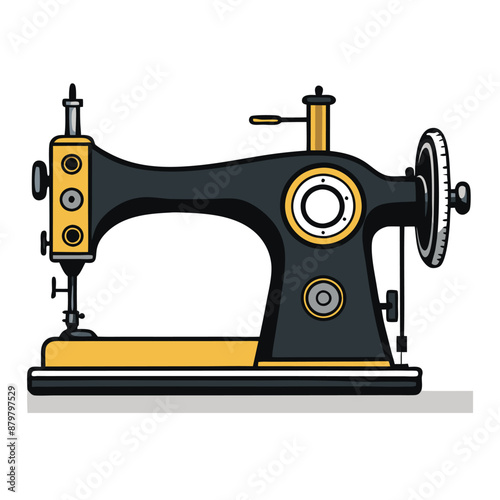 vintage manual sewing machine vector illustration, isolated on a white background. 