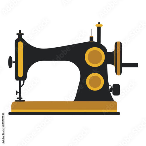 vintage manual sewing machine vector illustration, isolated on a white background. 