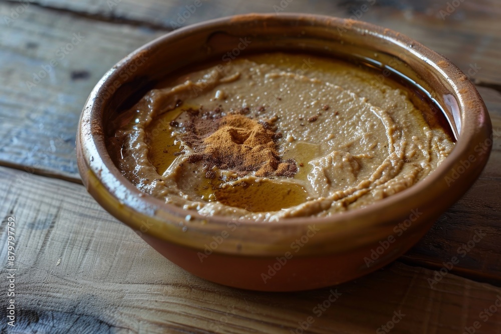 Bowl of Turkish Tahin Pekmez with tahini and molasses Bowl of Turkish Tahin Pekmez with tahini and molasses