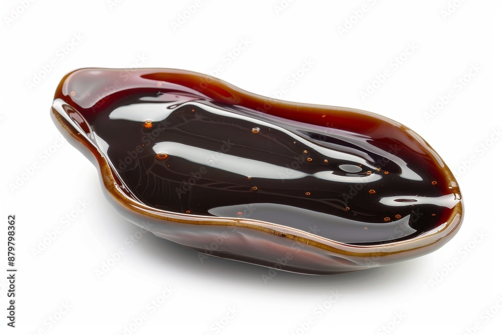Brown unagi sauce drops isolated on white background Brown unagi sauce drops isolated on white background