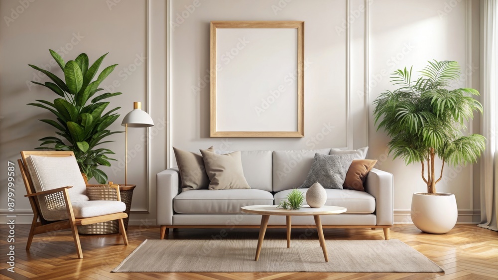 Mockup frame close up in living room interior background, 3d render Mockup frame close up in living room interior background, 3d render