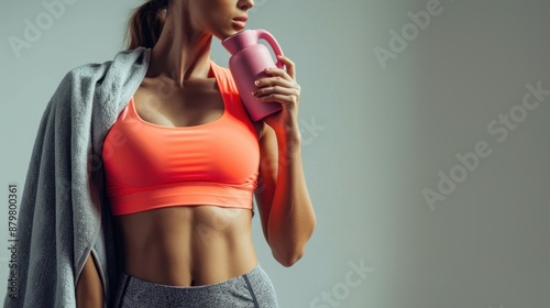 The fit woman with water photo