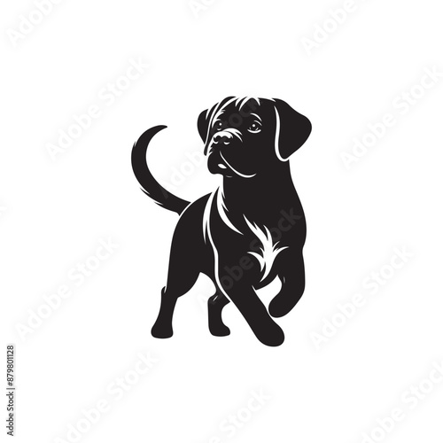 Black and white silhouette dog vector illustration. Silhouette illustration of a dog. vector logo