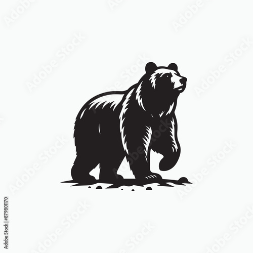 Black and white silhouette bear vector illustration. Silhouette illustration of a bear. vector logo