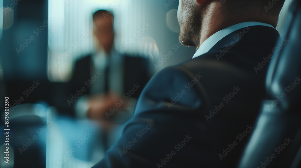 close-up of a business man in a suit, focusing on his profile meeting concept close-up of a business man in a suit, focusing on his profile meeting concept