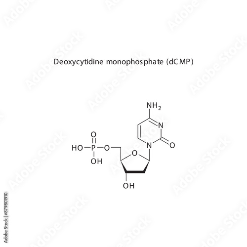 Deoxycytidine diphosphat (dCDP) skeletal structure schematic illustration, Nucleoside molecule.
