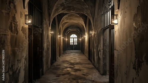Corridor Environment. AI generated art illustration.