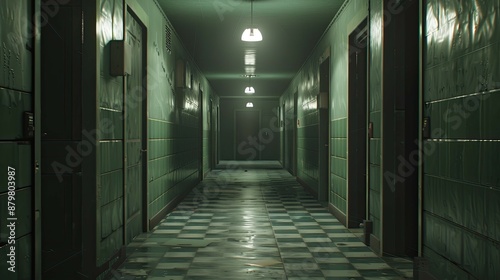 Corridor Environment. AI generated art illustration.