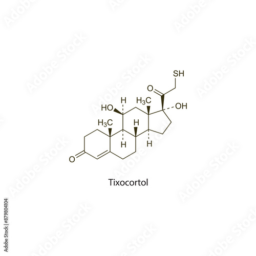 Tixocortol flat skeletal molecular structure Corticosteroid drug used in inflammation treatment. Vector illustration scientific diagram.