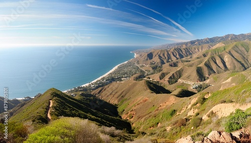 view from topanga canyon looking down onto malibu california usa with the pacific ocean in view photo