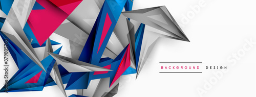 Minimal geometric abstract background. Low poly dynamic triangle design. Trendy techno business template for wallpaper, banner, background or landing