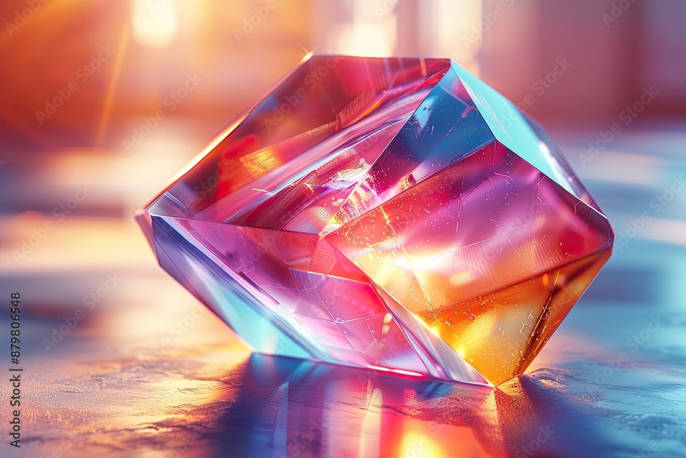 Abstract Polyhedron 3D holographic surfaces reflecting spectrum Abstract Polyhedron 3D holographic surfaces reflecting spectrum