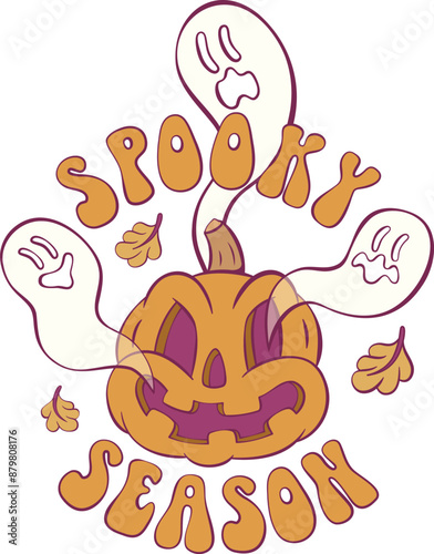 Retro groovy halloween mascor design photo