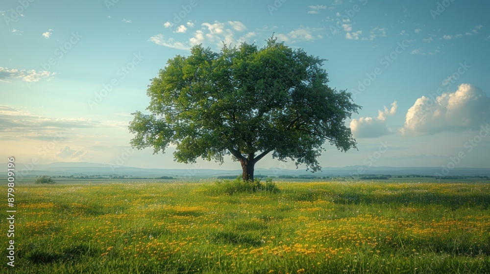 A Lone Tree in a Field of Flowers A Lone Tree in a Field of Flowers