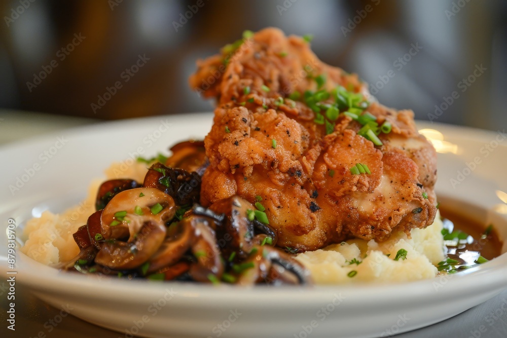 Deep fried chicken with potatoes and fungi Deep fried chicken with potatoes and fungi
