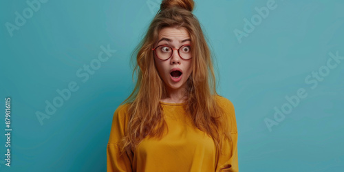 A woman showing surprise or astonishment, possibly in response to an unexpected event