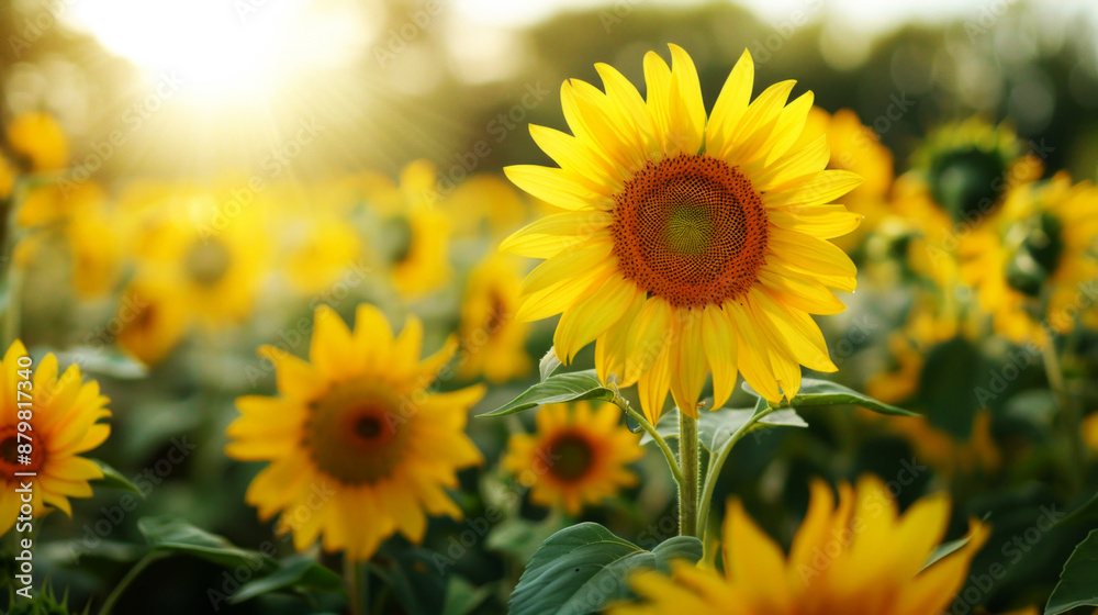 Sunflowers bloom in a wide expanse of garden, the atmosphere is hot and the sun is hot during the day Sunflowers bloom in a wide expanse of garden, the atmosphere is hot and the sun is hot during the day