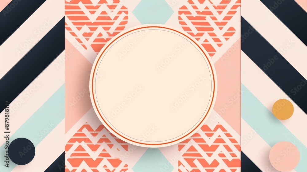 Obraz premium Abstract zigzag frame flat design front view, retro theme, cartoon drawing, colored pastel, focus cover all object