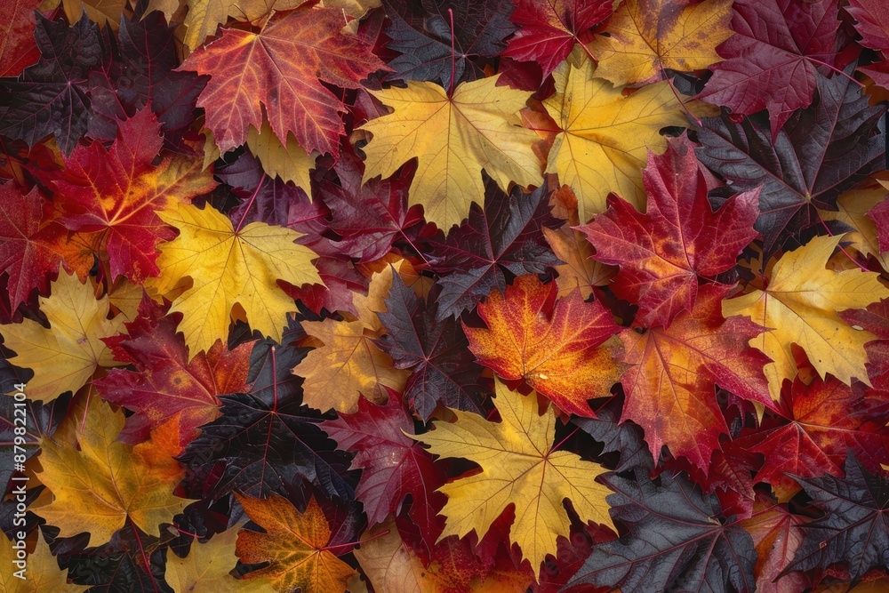 A pile of autumn leaves with some brown leaves mixed in A pile of autumn leaves with some brown leaves mixed in