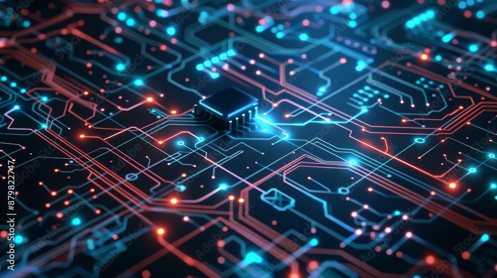 Abstract image of a digital circuit board, representing modern technology, innovation, and connections. Abstract image of a digital circuit board, representing modern technology, innovation, and connections.
