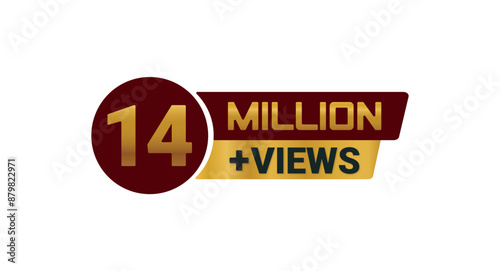14 Million Views Celebration Vector Icon Badge PNG