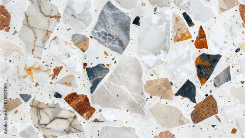 terrazzo floor old texture or polished stone for background. White marble texture in natural pattern with high resolution for background. Terrazzo seamless pattern collection in natural pastel colors.