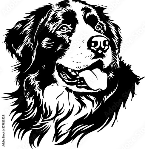 Bernese Mountain Dog  | Dog Silhouette | Black SVG | High Detail |