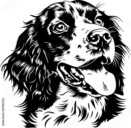 English Springer Spaniel  | Dog Silhouette | Black SVG | High Detail |