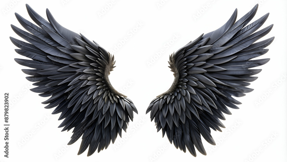 Obraz premium Black wings on a white background