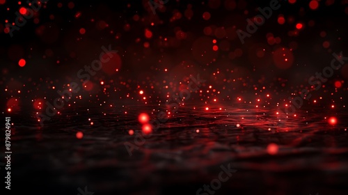 A calming abstract design with soft red lights scattered across a deep black velvet background