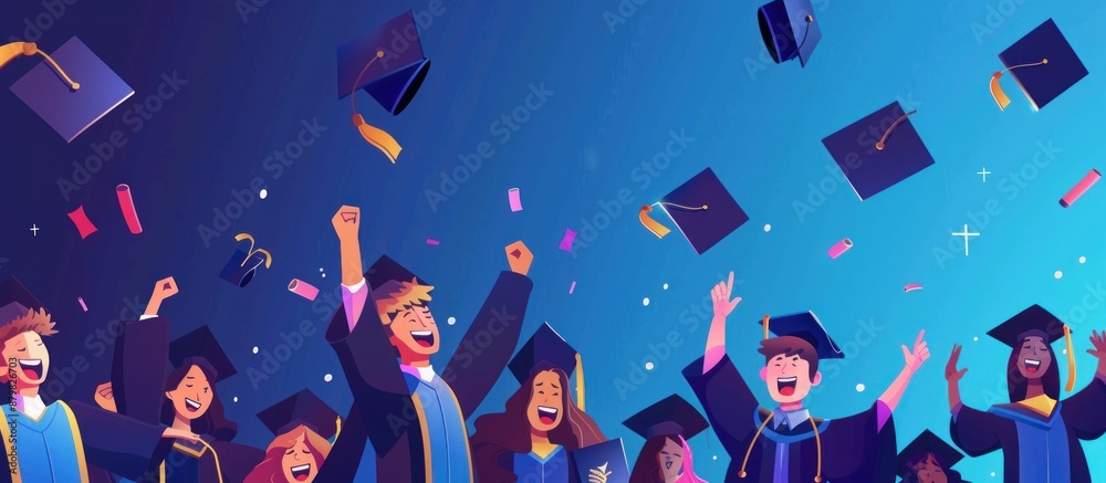 Celebration of Success: Graduates Throwing Caps in the Air Celebration of Success: Graduates Throwing Caps in the Air