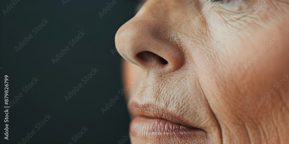 Obraz premium Addressing Aging Skin Concerns Tips for Frown Lines and Nasolabial Folds. Concept Aging Skin, Frown Lines, Nasolabial Folds, Skin Concerns, Skincare Tips