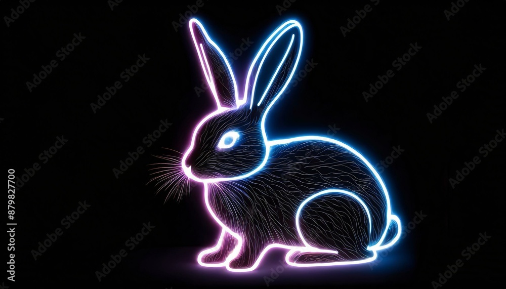 ウサギのシルエット、シンプルな黒い背景、クールでスタイリッシュに表現　Generated by AI