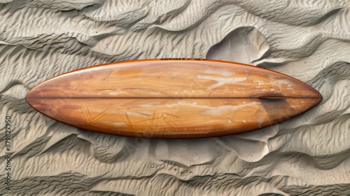 surfboard with sand background top view photo