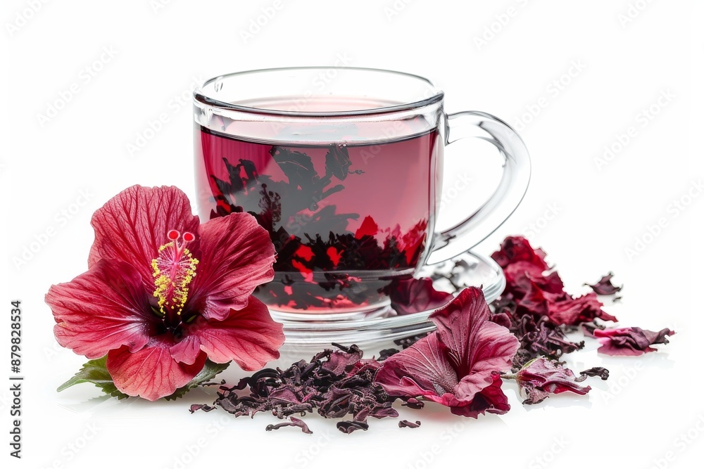 Hibiscus tea without water on a white background Hibiscus tea without water on a white background