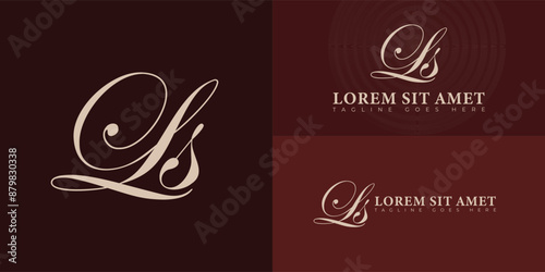 Abstract initial letter LS or SL logo in gold color isolated on multiple background colors. The logo is suitable for beauty and fashion logo vector design illustration inspiration templates.