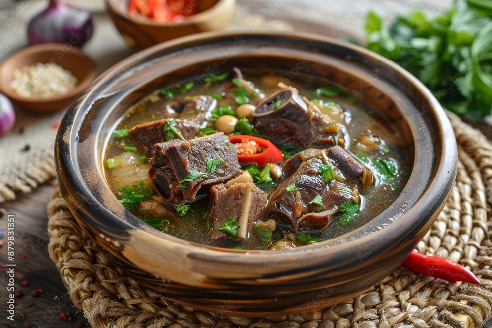 Indonesian beef ribs or oxtail soup Ideal for cooking or advertising Indonesian beef ribs or oxtail soup Ideal for cooking or advertising