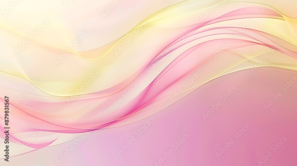 A calming abstract background with smooth gradients and gentle curves in pastel shades of pink and yellow A calming abstract background with smooth gradients and gentle curves in pastel shades of pink and yellow