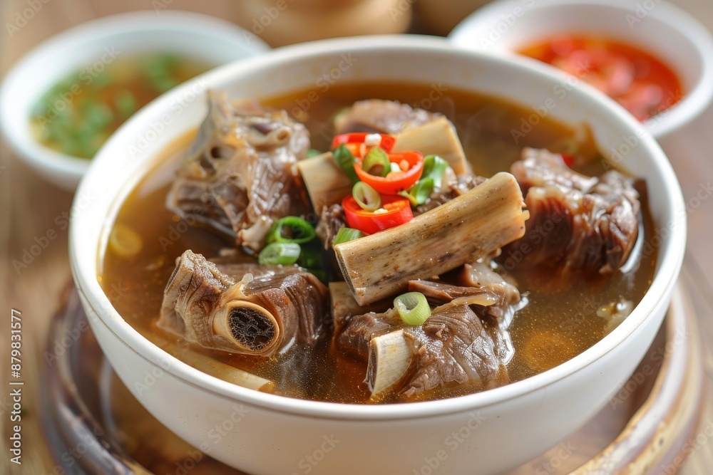 Indonesian clear soup with beef ribs or oxtail Ideal for recipes or catalogs
