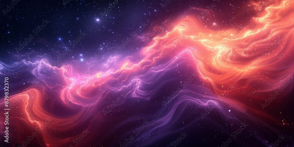 Colorful cosmic nebula with flowing waves of energy, perfect for fantasy and science fiction concepts. Colorful cosmic nebula with flowing waves of energy, perfect for fantasy and science fiction concepts.