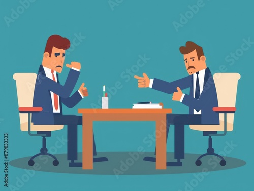 Two Businessmen Arguing at a Meeting Table.