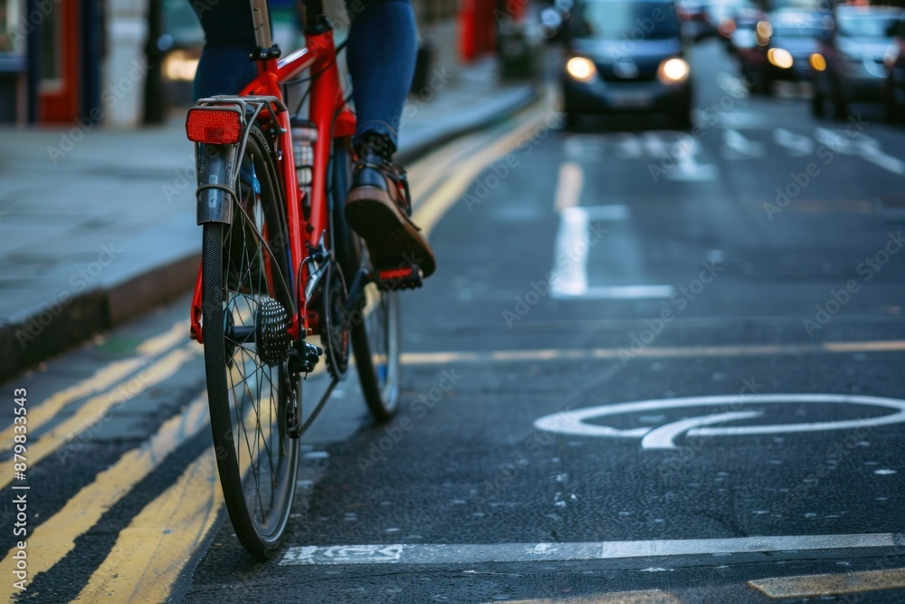 Rear view of cyclist on a bike in the city. Rear view of cyclist on a bike in the city.