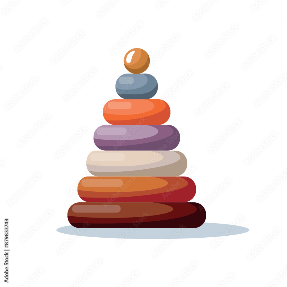 Childrens toy pyramid from multi colored circles on white background. Childrens toy pyramid from multi colored circles on white background.