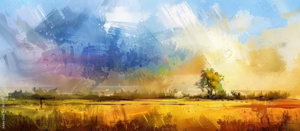 Golden Field Landscape Painting Golden Field Landscape Painting
