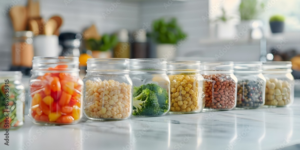 Well-Stocked Kitchen Counter Jars of Various Foods for Food Blog. Concept Food Photography, Kitchen Decor, Pantry Organization Well-Stocked Kitchen Counter Jars of Various Foods for Food Blog. Concept Food Photography, Kitchen Decor, Pantry Organization