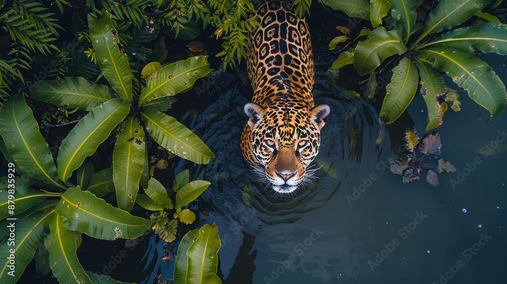 Obraz premium Male jaguar in the middle of the Amazonian jungle