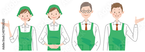 スーパーの店員のイラスト　男女　複数　家事代行スタッフ