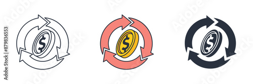 Recurring Payment Icon symbol vector illustration isolated on white background